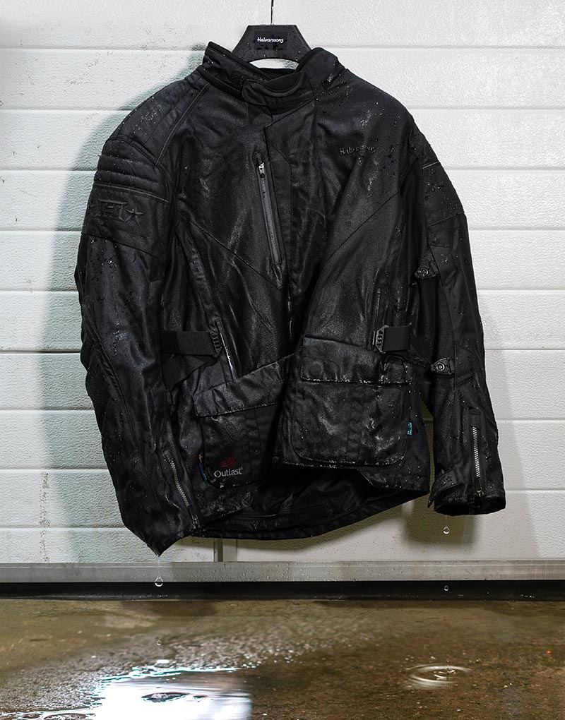 Dripping wet drop-liner motorcycle jacket